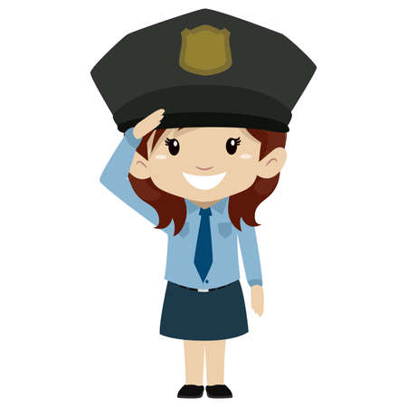 Vector Illustration of Police Kid Girl Hand Saluteのイラスト素材