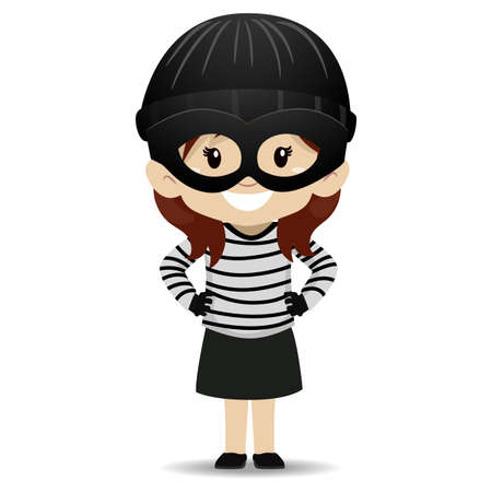 Vector Illustration of a Girl wearing a Bandit costumeのイラスト素材