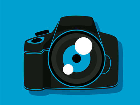 Vector illustration of digital camera in blue backgroundのイラスト素材