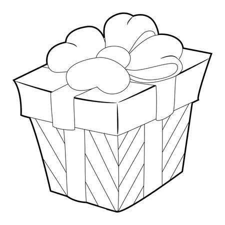 Coloring Book Outline of Gift with Ribbonのイラスト素材