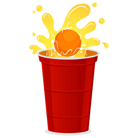 Beer pong shot with ball vector illustration.のイラスト素材