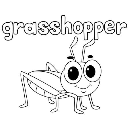 Coloring Book Outlined Grasshopperのイラスト素材