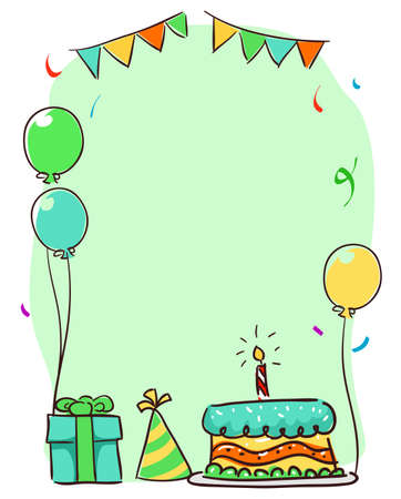 Vector Illustration of a Birthday Elements Template Frame for Birthday Cardのイラスト素材