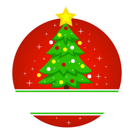 Christmas Tree in Round Frameのイラスト素材