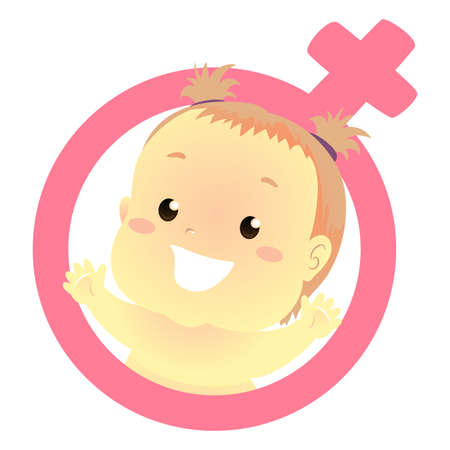 Vector Illustration of Baby girl inside a Female gender symbolのイラスト素材