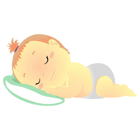 Vector Illustration of a Baby sleeping on Pillowのイラスト素材