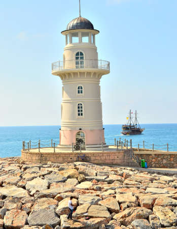 Lighthouse in Turkey on the coast seaの写真素材