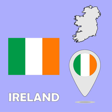 A pointer map and flag of Irelandのイラスト素材
