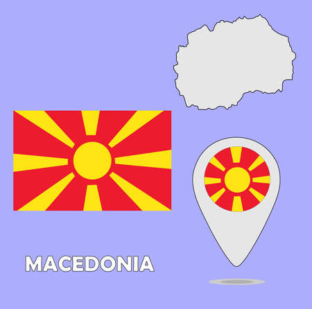 A pointer map and flag of Macedoniaのイラスト素材