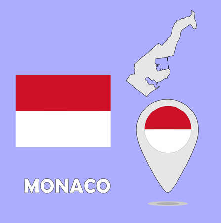 A pointer map and flag of Monacoのイラスト素材