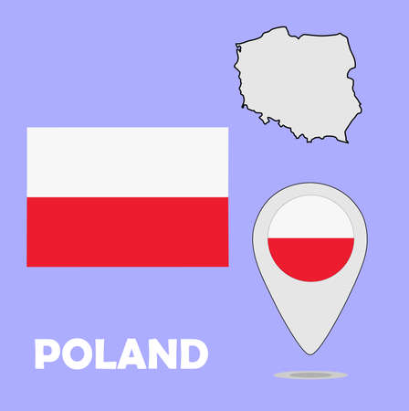A pointer map and flag of Polandのイラスト素材