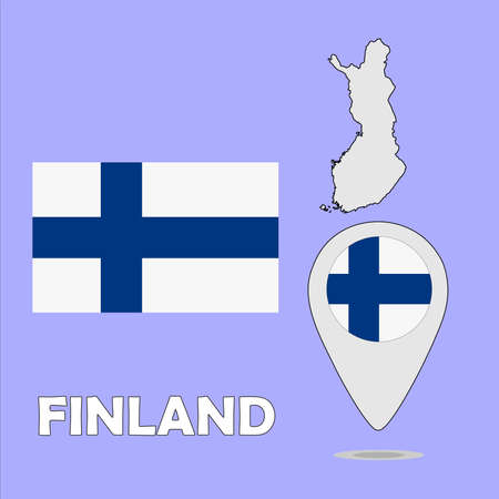 A pointer map and flag of Finlandのイラスト素材