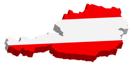 A map of Austria 3D with flag on white backgroundのイラスト素材