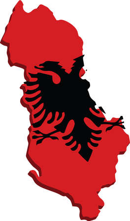 A map of Albania 3D with flag on white backgroundのイラスト素材