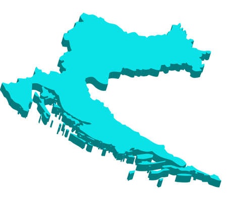 A map of Croatia 3D on white backgroundのイラスト素材