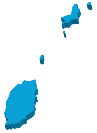 A map of Grenada 3D on white backgroundのイラスト素材