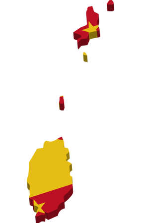 A map of Grenada 3D with flag on white backgroundのイラスト素材