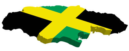 A map of Jamaica 3D with flag on white backgroundのイラスト素材
