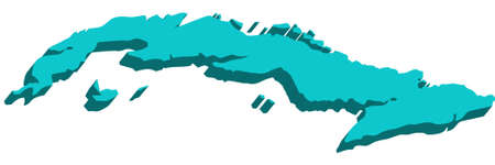 A map of Cuba 3D on white backgroundのイラスト素材