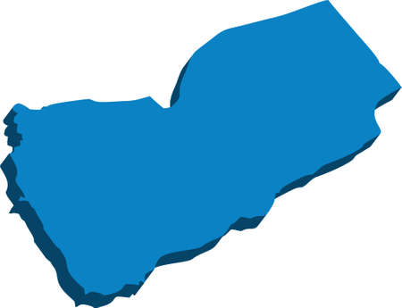 A map of Yemen 3D on white backgroundのイラスト素材