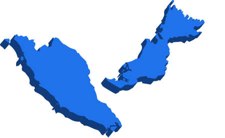 A map of Malaysia 3D on white backgroundのイラスト素材