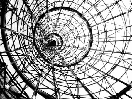 Cone shape metallic structure with white backgroundの写真素材