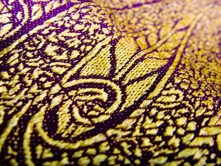 Closeup of a floral design on a sari/sareeの写真素材