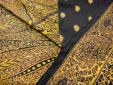 Black and yellow indian saree/sariの写真素材