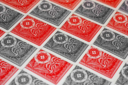 grey and red cards with designs arranged in a alternate mannerのeditorial素材
