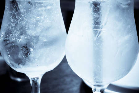 Chill cold glasses in selenium toneの写真素材