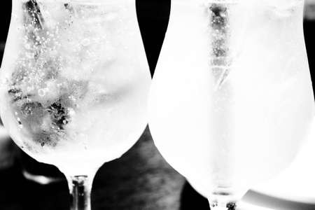 Cold glasses in black and white toneの写真素材