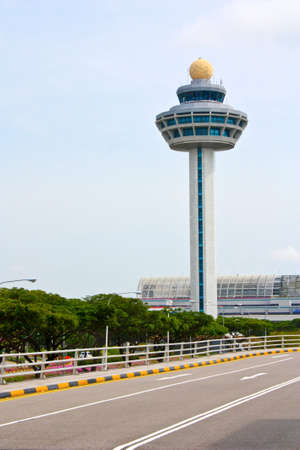 Control tower standing proudly in Changi airport, Singaporeのeditorial素材