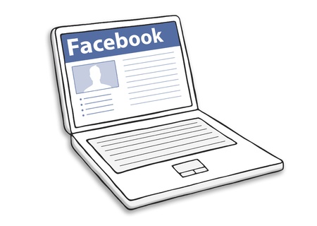 Computer with facebook illustration.のeditorial素材