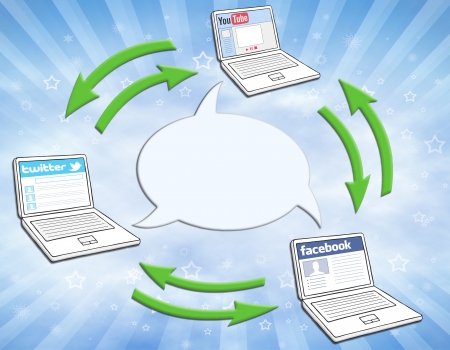 Social media circulation of information. Copy space for your text.のeditorial素材