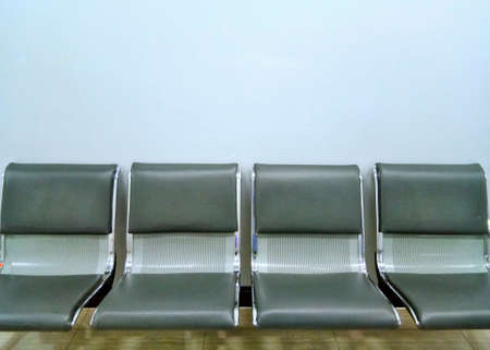 Empty long chair. The chair made from steel and it is utilized in waiting roomの写真素材