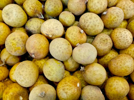 Closeup photo of the stack of the Longan Honey fruit, an exotic fruit from asia. The photo was taken on the fresh fruit marketの写真素材