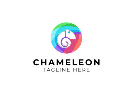colorful chameleon logo design vectorのイラスト素材