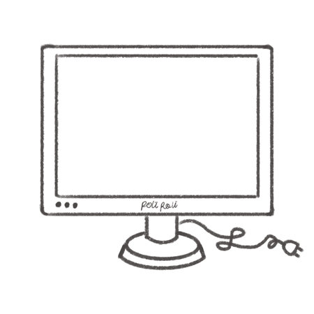 Simple cartoon illustration of a TV and its cableの写真素材