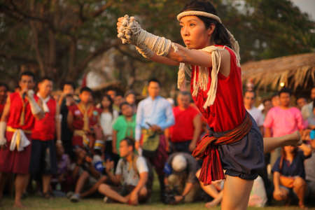 Spirit possession during the Wai Kroo in The Wat Phutthaisawan at Ayutthaya old city,Thailand.のeditorial素材