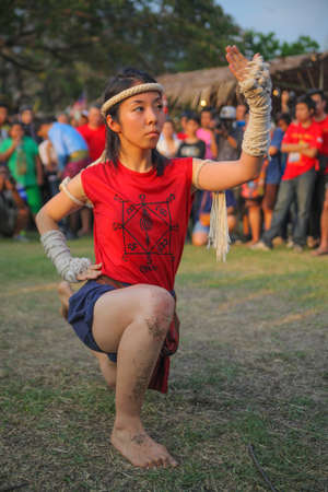 Spirit possession during the Wai Kroo in The Wat Phutthaisawan at Ayutthaya old city,Thailand.のeditorial素材