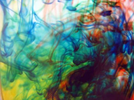 multiple dyes in waterの写真素材