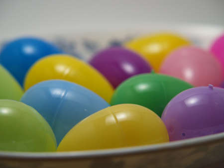 close up of colored easter eggsの写真素材