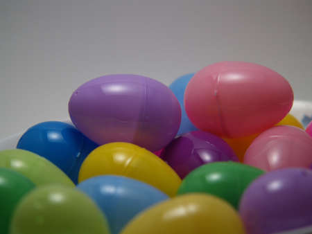 close up of colored easter eggsの写真素材