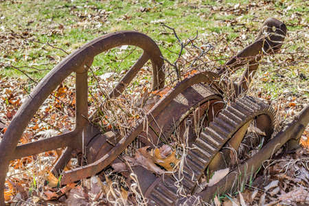 old rusty farm machineryの写真素材