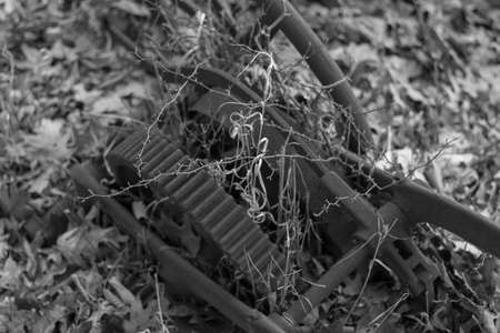 old rusty farm machineryの写真素材