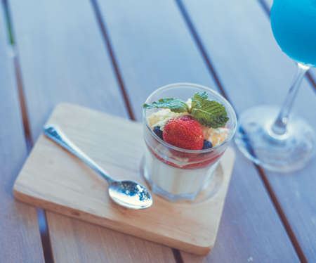 Strawberry in glass for summerの写真素材