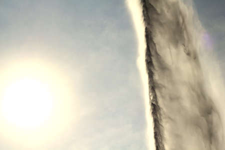Jet d'Eau fountain in bright sunlight in Geneva, Switzerlandの写真素材