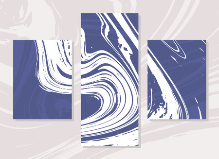 Set of four vertical banners with marble texture. Hand drawn vector illustration.のイラスト素材