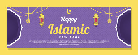 Happy islamic new year Greeting Card Vector Illustrationのイラスト素材