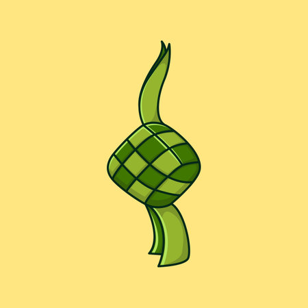 Rice dumpling icon. Ketupat vector illustration in flat style.のイラスト素材